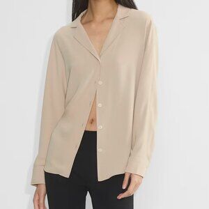 Aritzia Wilfred Flowy Button Up Top Olive Beige